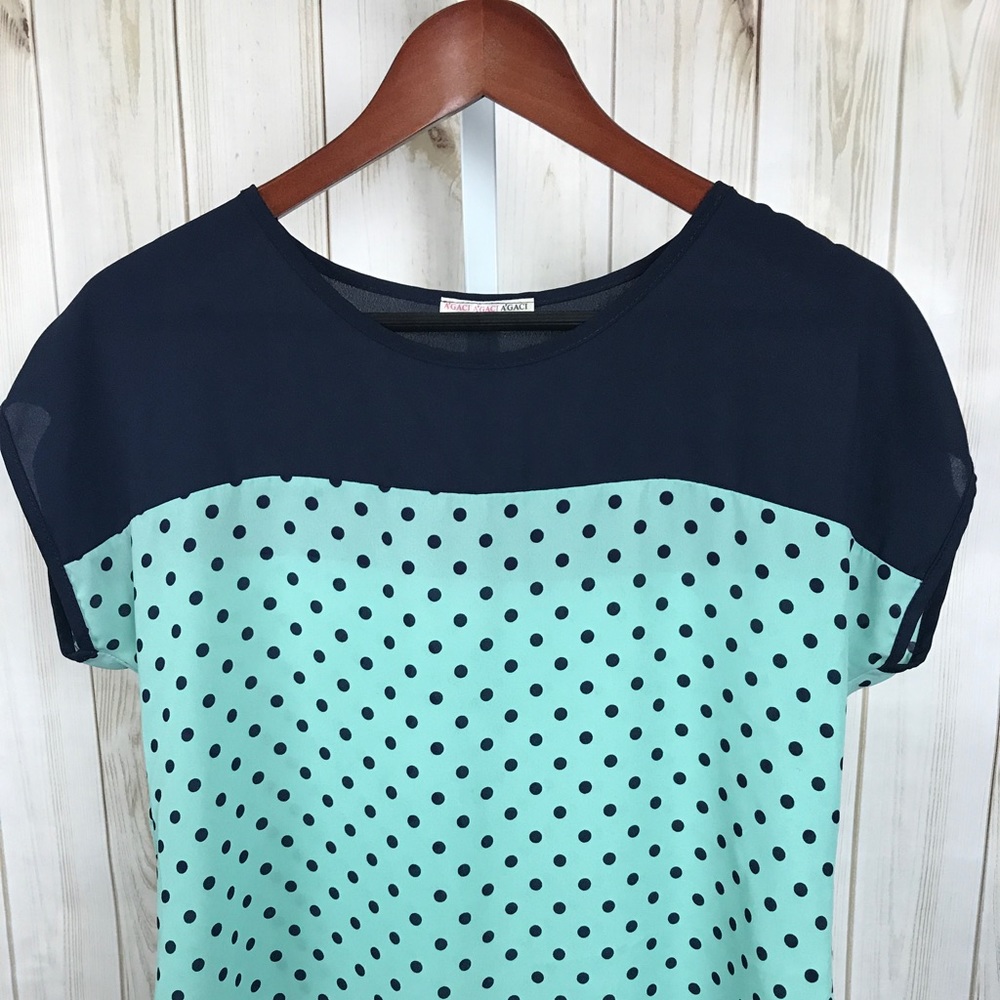 A’Gaci Polka Dot Short Sleeve Blouse / Shirt / Top